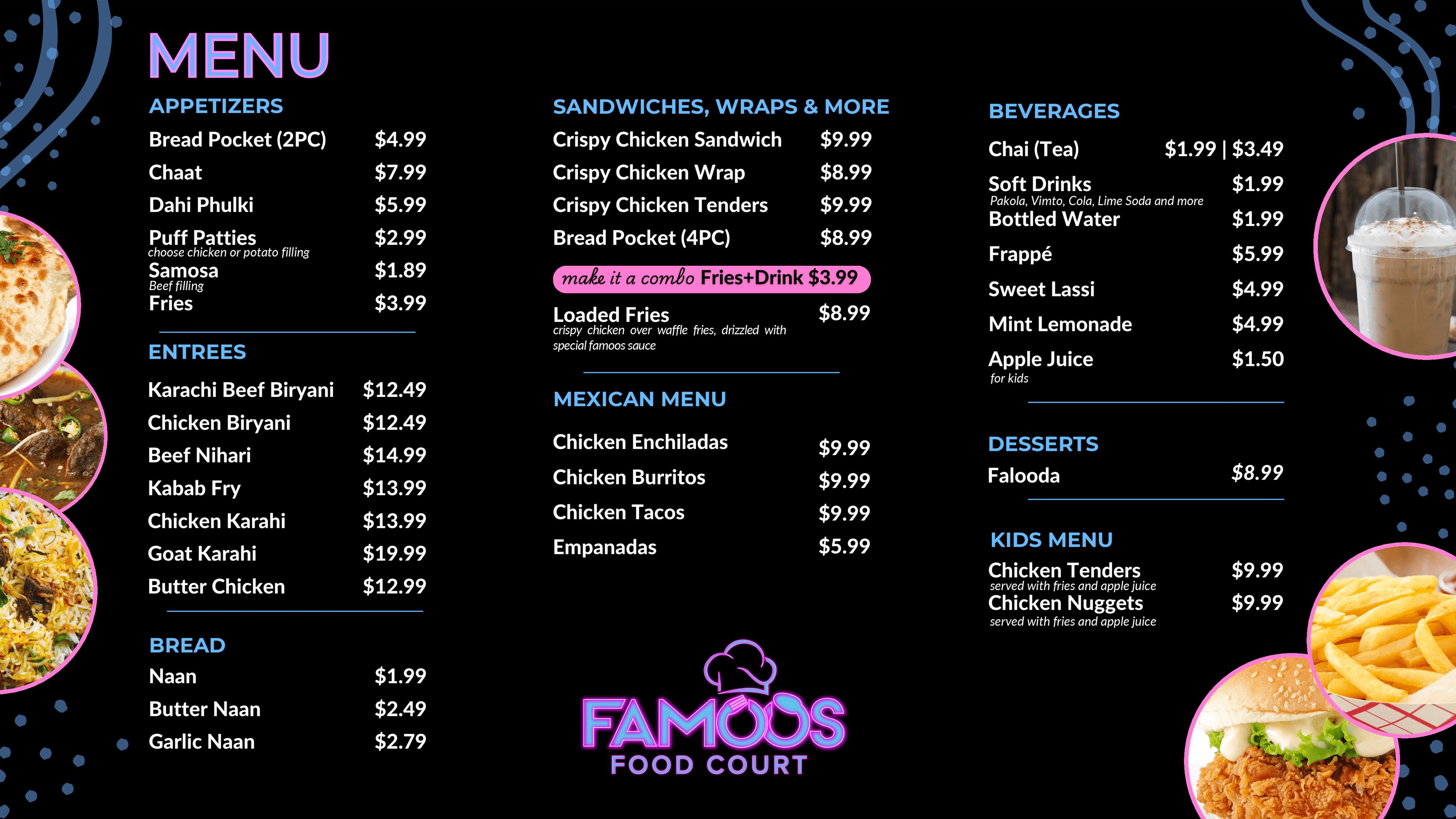 Famoos Food Court Menu